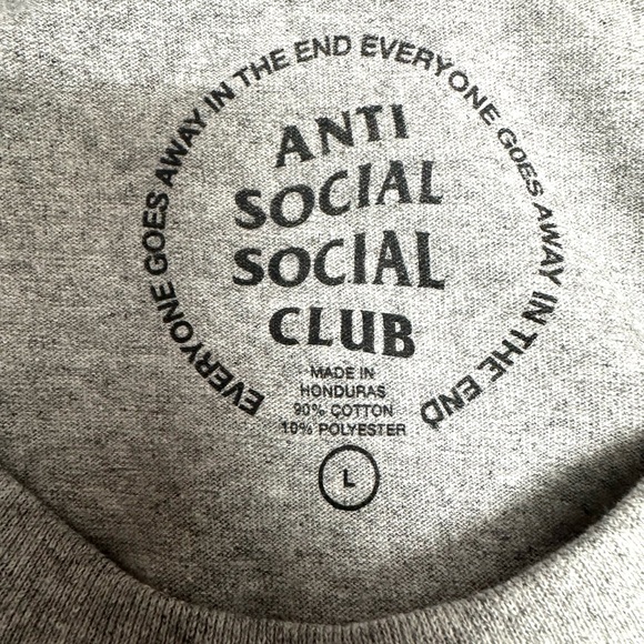 Anti Social Social Club Gray Short Sleeve Tee NWOT - Picture 6 of 6